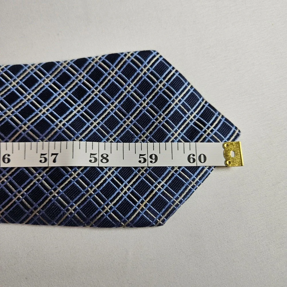Perry Ellis Portfolio 100% Silk Hand Made Tie‎ Geometric Blue 3.75